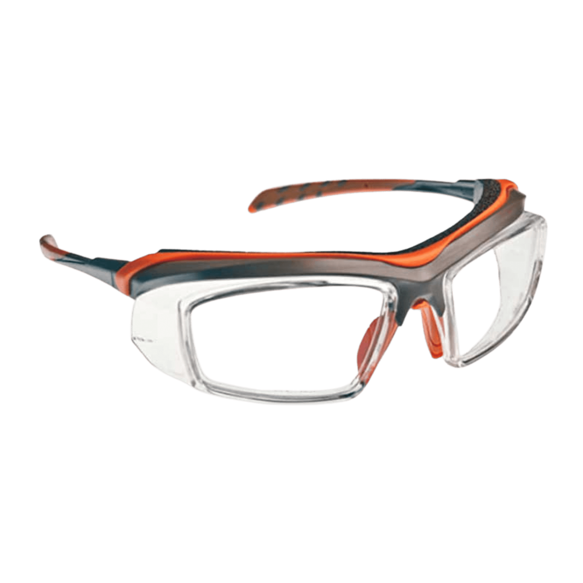 Armo safety wrap eyeglasses in gray orange