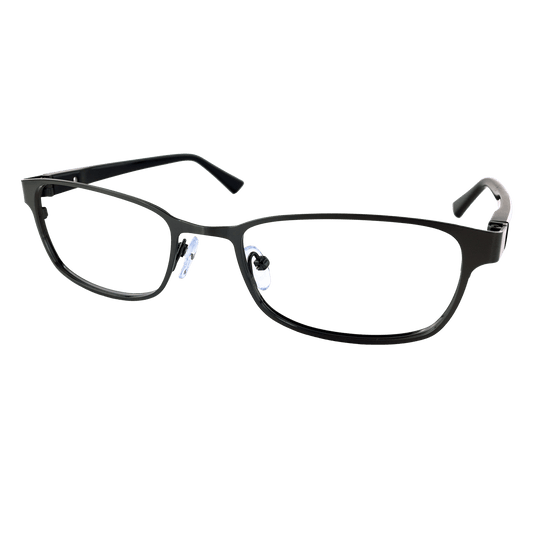 Sleek dark gunmetal eyeglasses frame 
