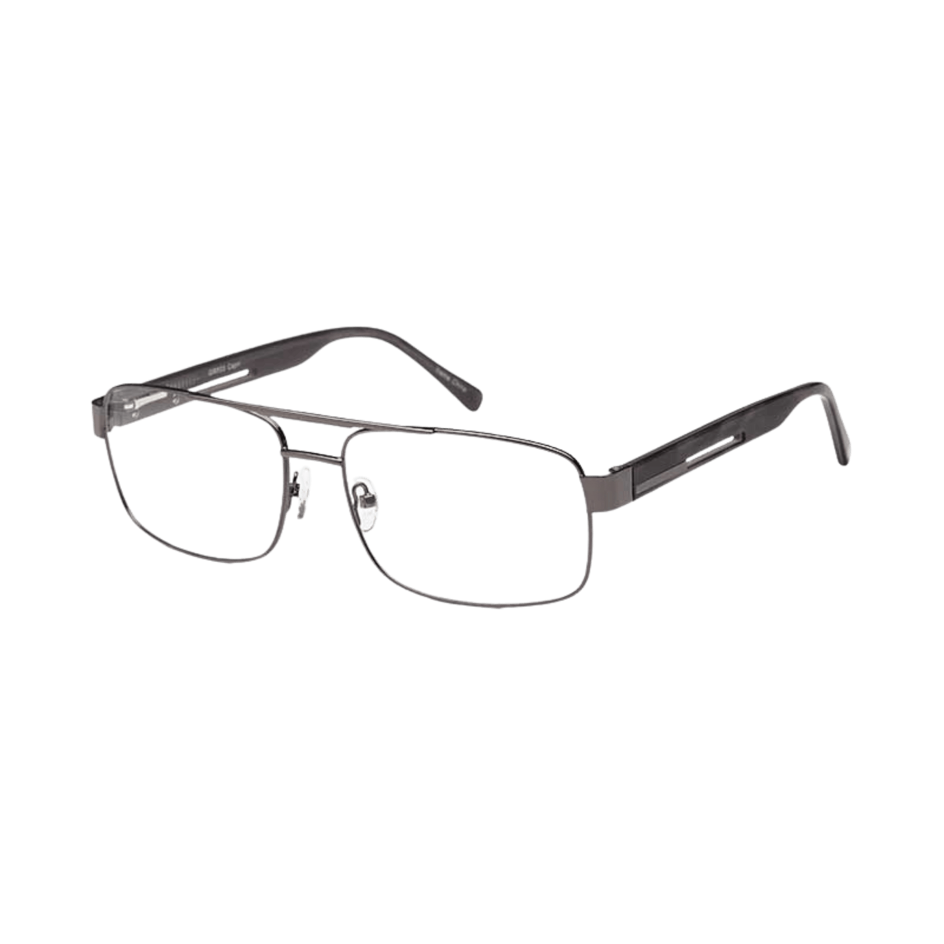 Gunmetal glasses with long temples 