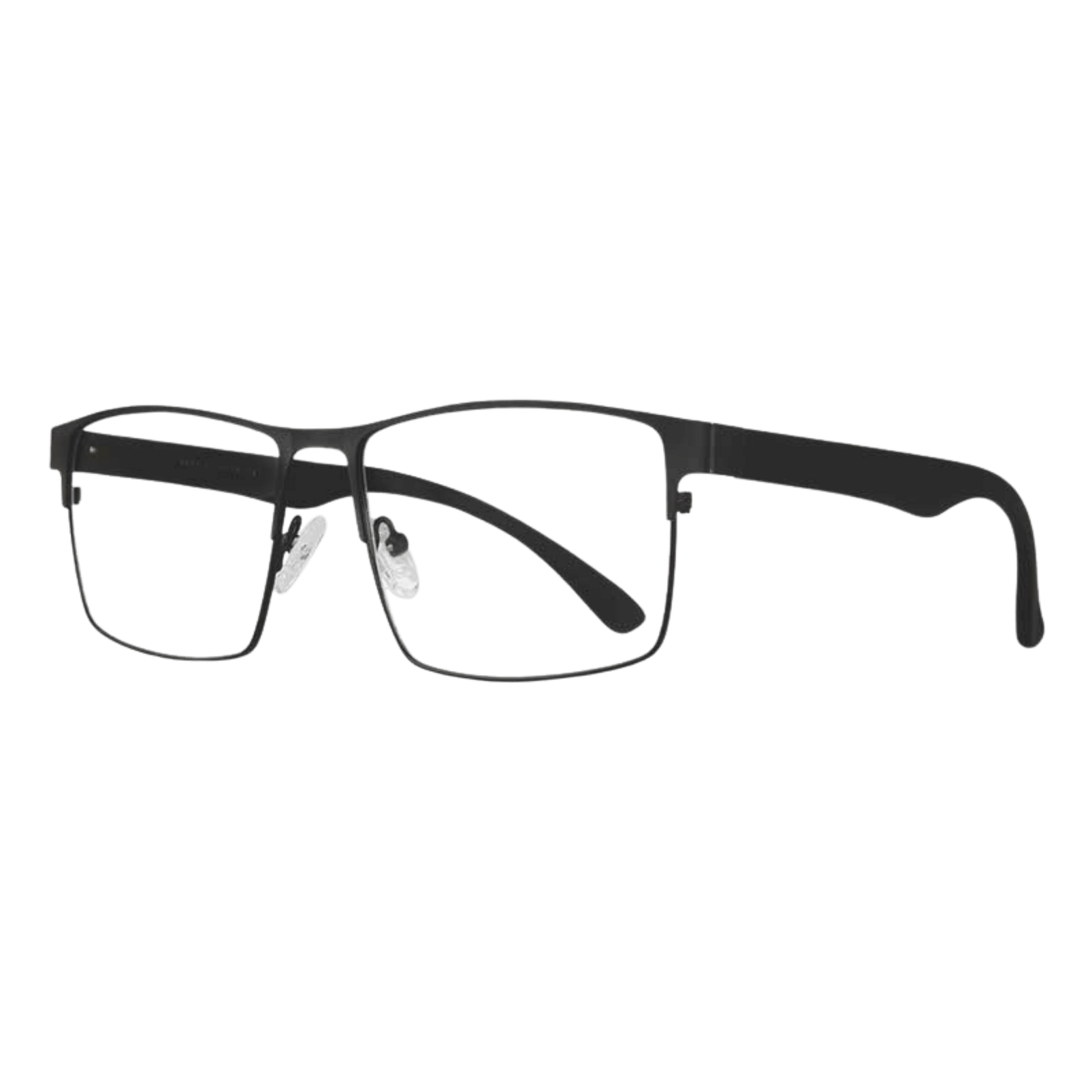 Full-rim construction stainless steel black eyeglasses