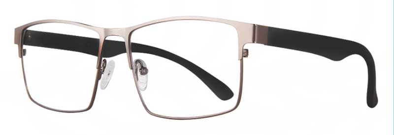 Eyeglasses with a metallic frame on a white background