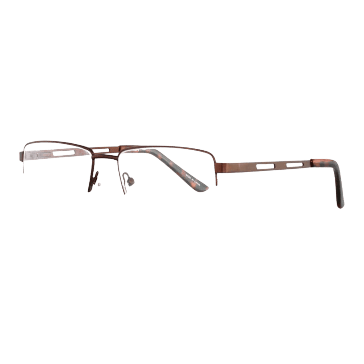 Stainless steel semi rimless brown frame 