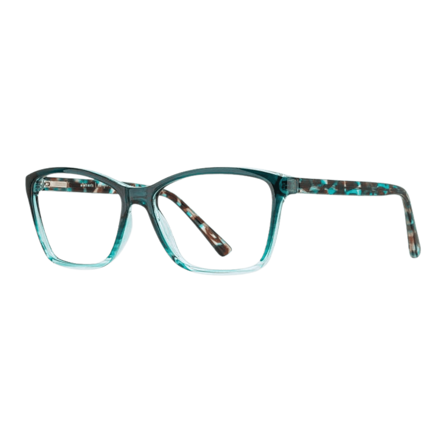 Plastic spring hinge womens frame in teal tortoise
