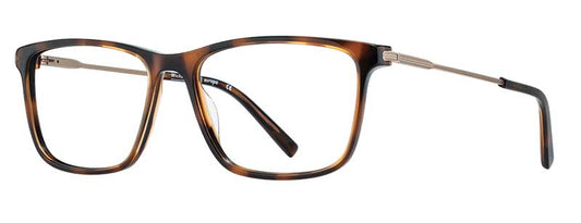 Brown and black eyeglasses on a white background
