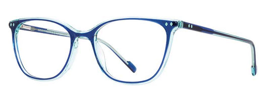 Blue eyeglasses on a white background