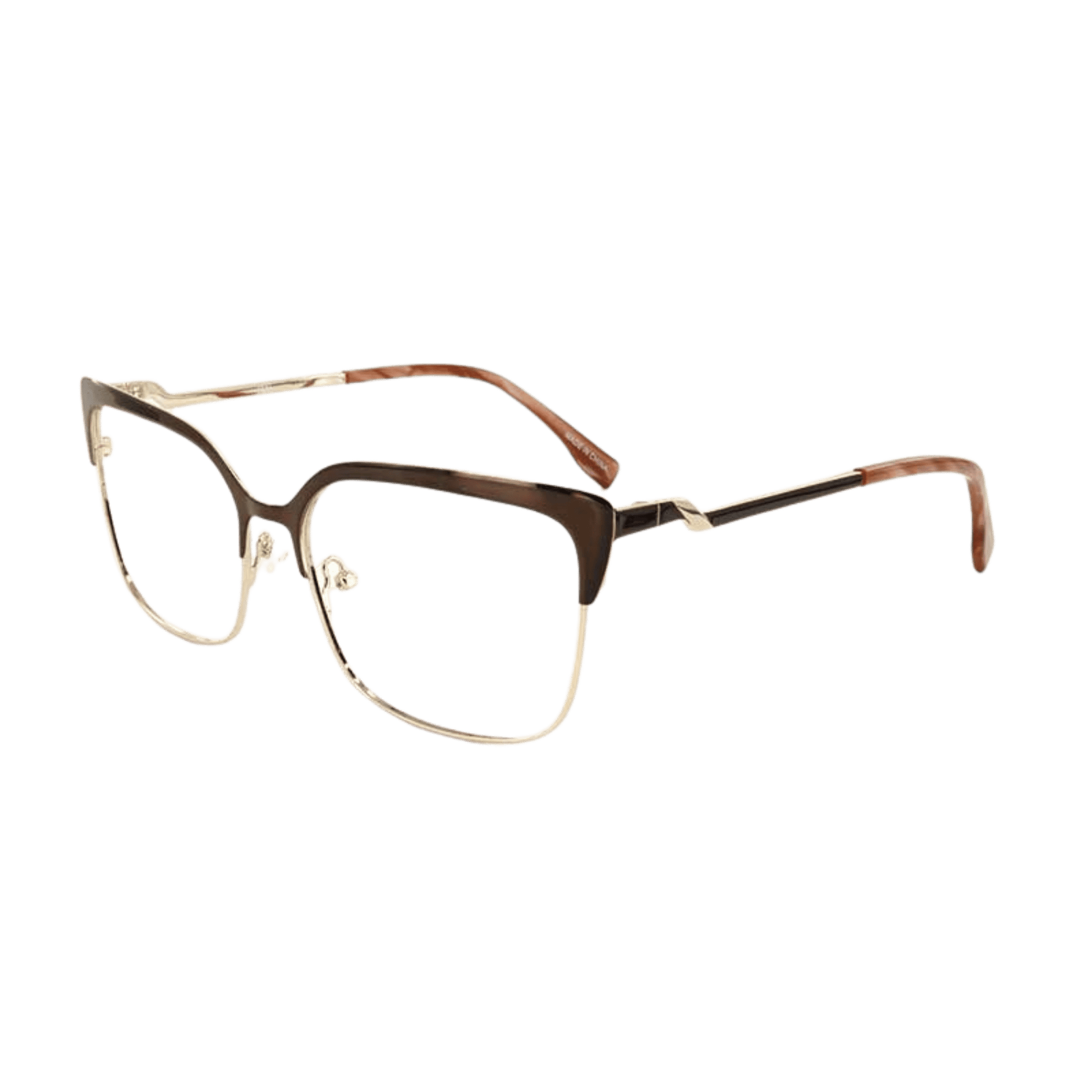 stainless steel frame with nose pads in brown gold 