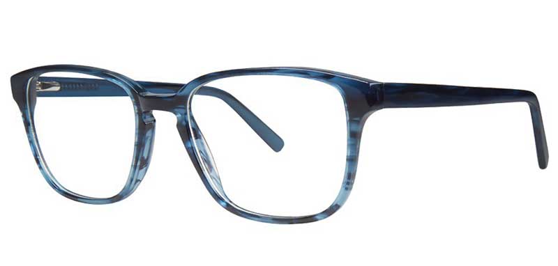 Blue tortoiseshell eyeglasses on a white background