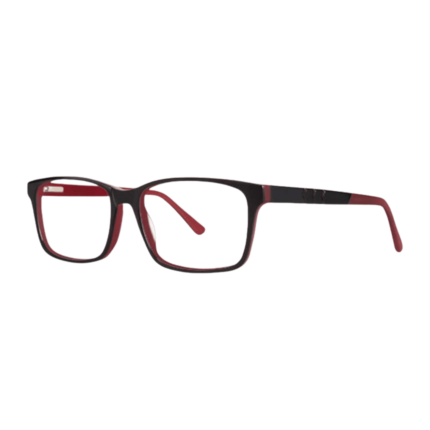 Rectangular Black and Burgundy Eyeglasses 