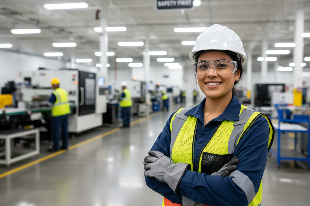 can you make an image with someone wearing safety glasses that is native american 